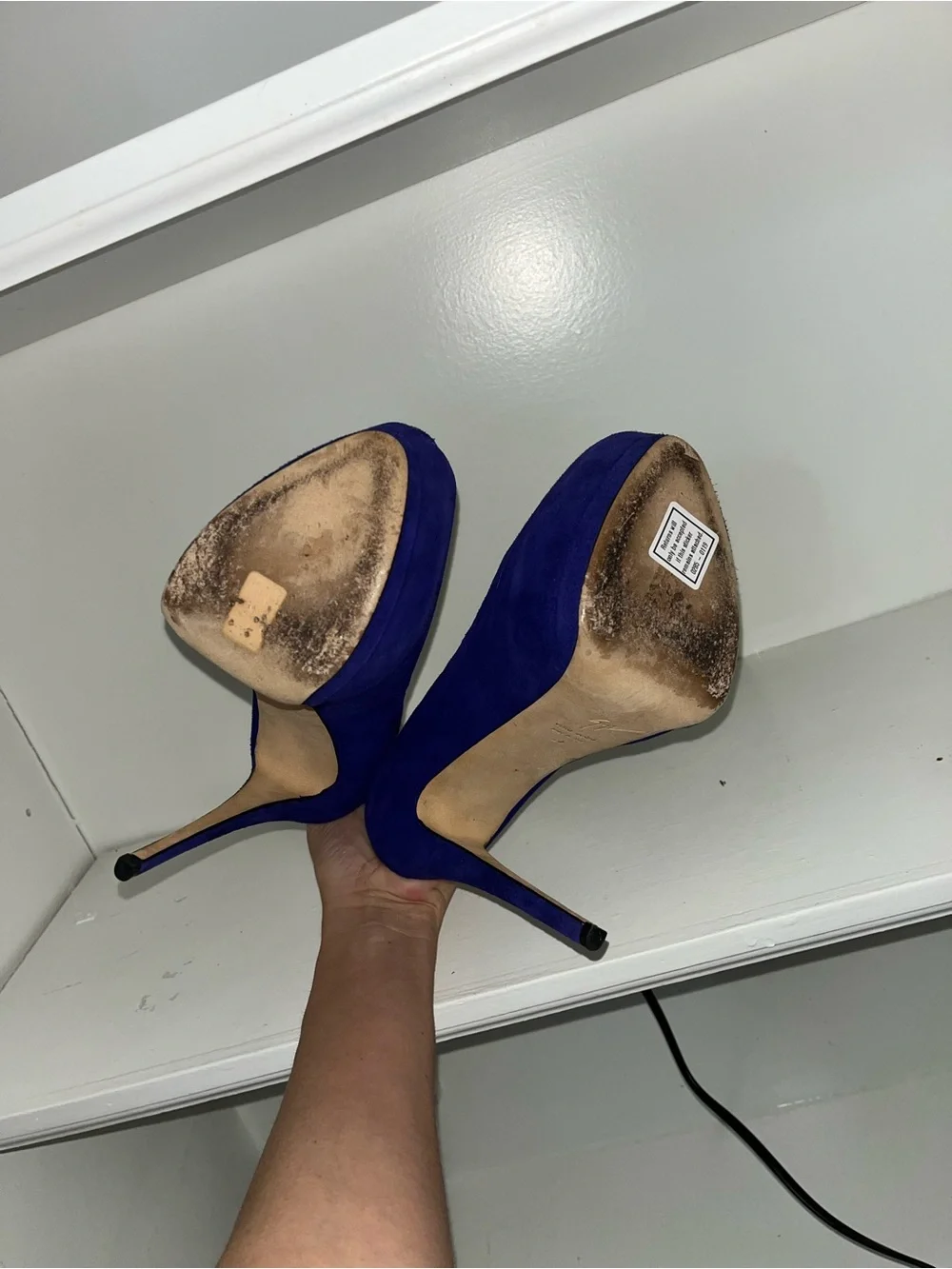Giuseppe Zanotti Cobalt Blue Suede Peep-Toe Platform Pumps